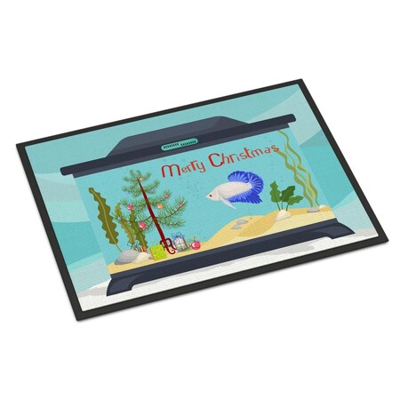 Carolines Treasures 24 x 36 in. Plakat Betta Merry Christmas Indoor or Outdoor Mat CK4531JMAT